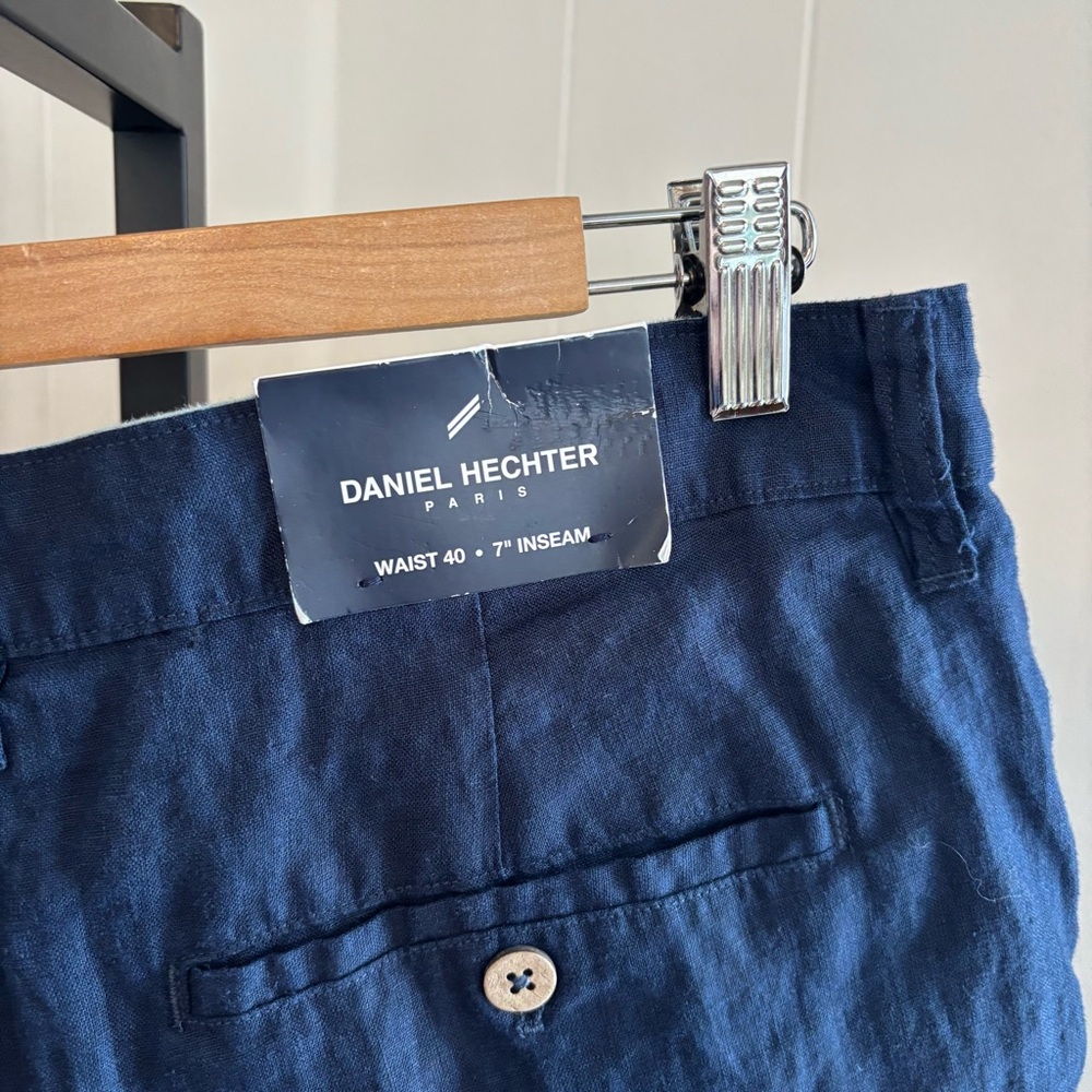 Daniel Hechter Navy Blue Linen Flat Front Chino Shorts Men’s 38 (Tag 40) NWT